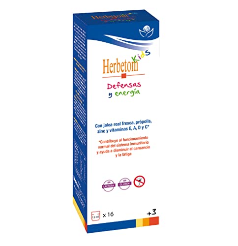 Herbetom Kids Defensas y Energía jarabe 250 ml - Herbetom Bioserum | Con jalea real fresca, própolis, zinc y vitaminas E, A, D y C | Contribuye al funcionamiento del sistema inmunitario