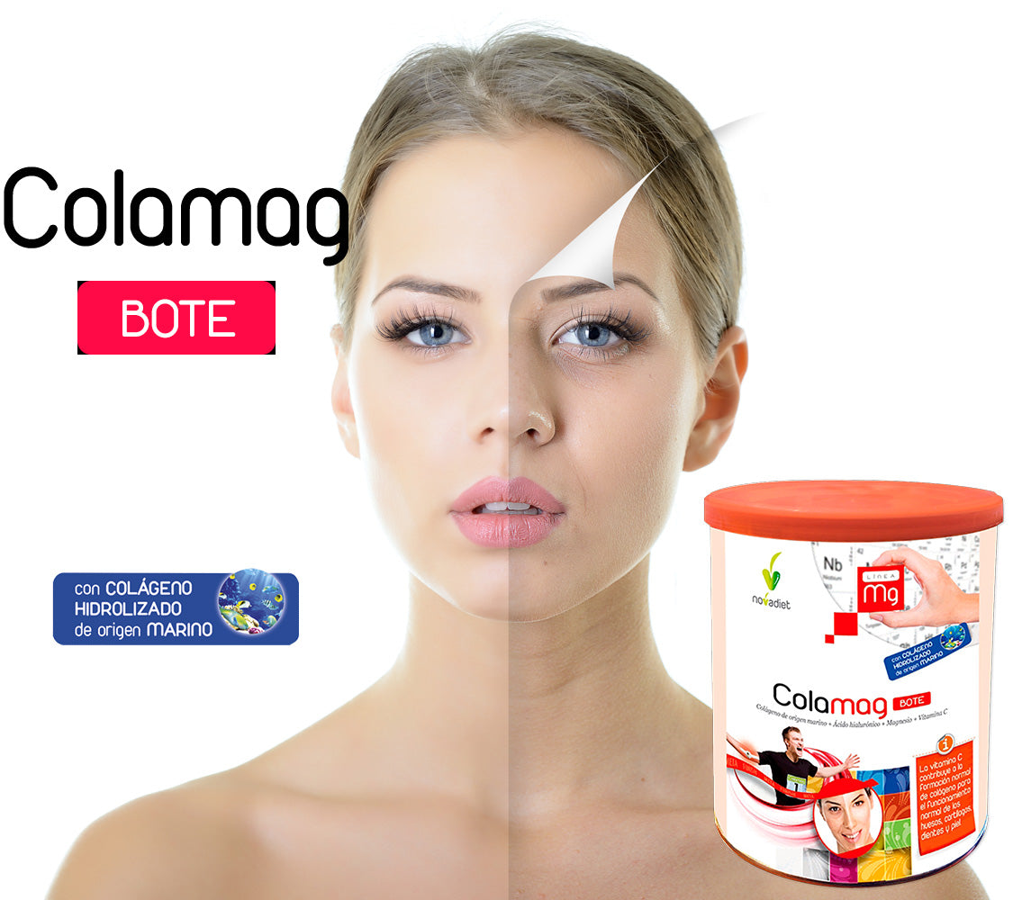Novadiet COLAMAG BOTE 300gr con Colágeno de origen marino + Ácido hialurónico + Magnesio + Vitamina C