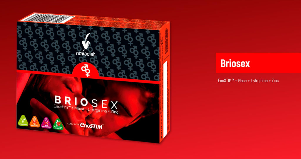 Novadiet BRIOSEX 90 capsulas veganas con EnoSTIM™,  Maca,  L-Arginina,  Zinc