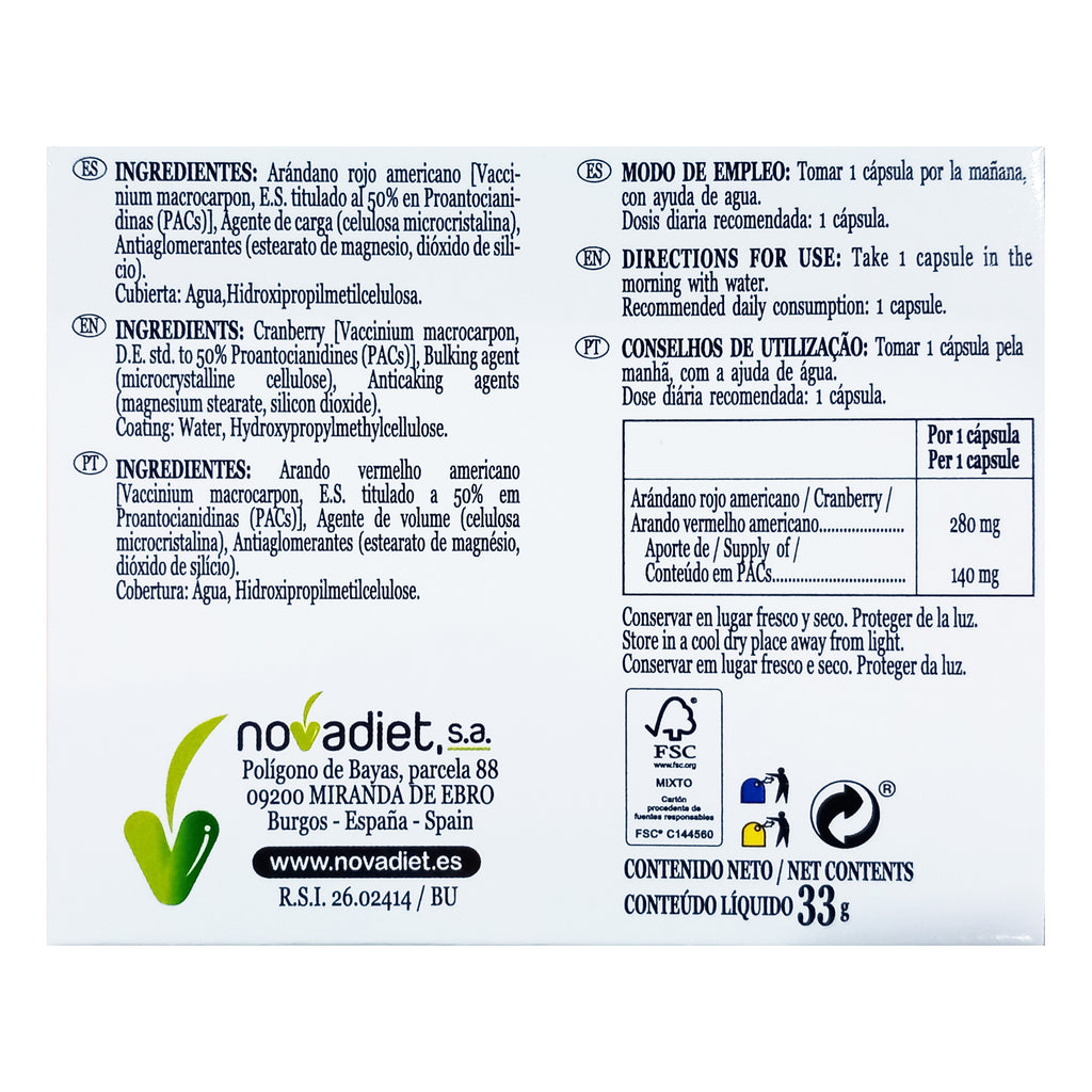 Novadiet CISNOVA PLUS 60 Cápsulas con Arandano Rojo Americano
