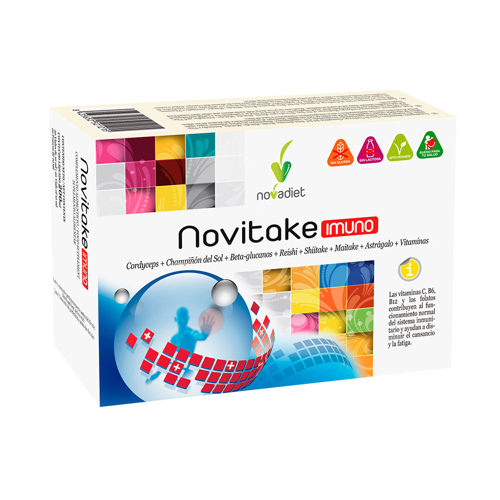 Novadiet NOVITAKE IMUNO 20 viales con Vitamina C, Cordyceps, Champiñón del Sol, Reishi, Shiitake, Maitake, Astrágalo