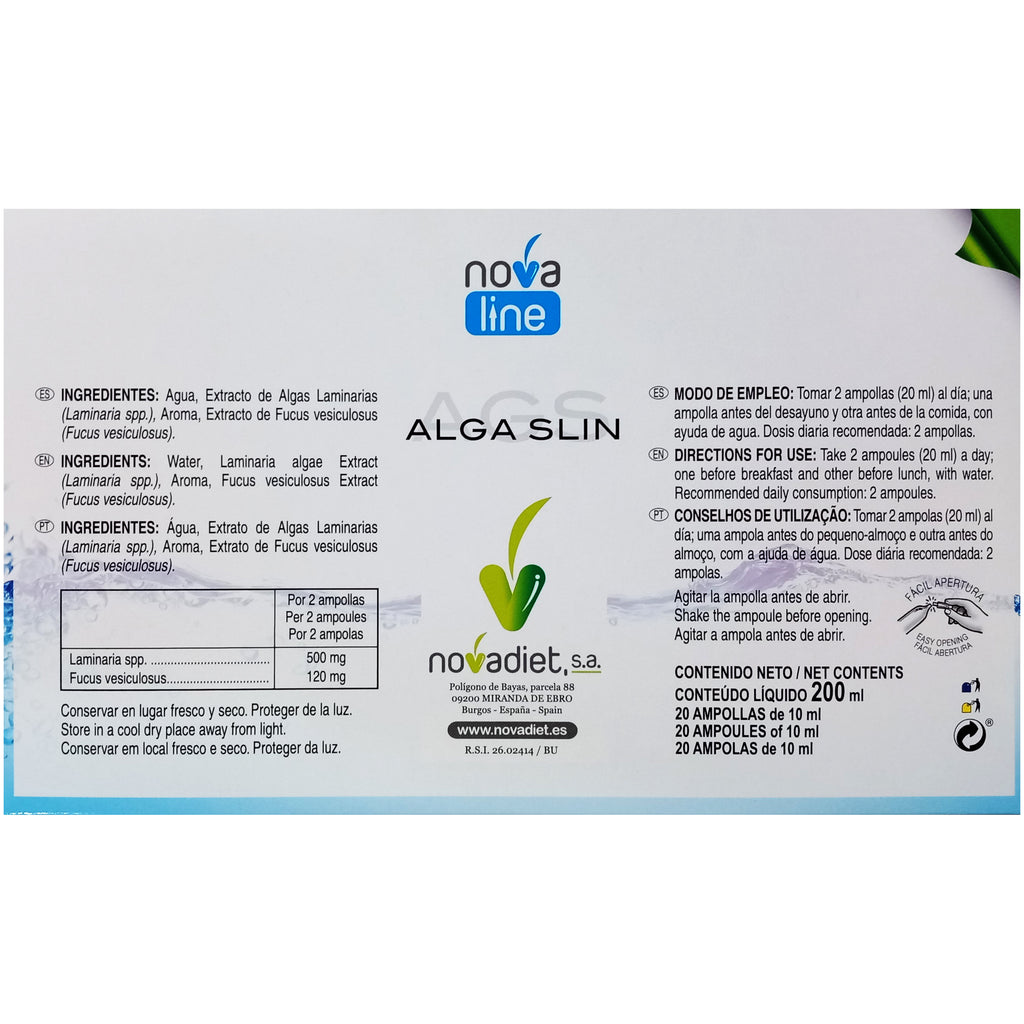 Novadiet ALGA SLIN 20 viales con Algas Laminarias, Fucus