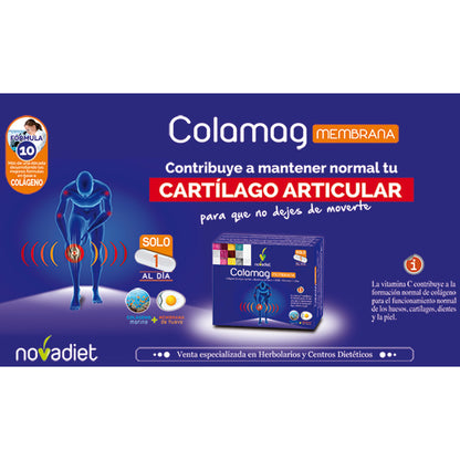 Novadiet COLAMAG MEMBRANA 30 capsulas, con Colágeno Marino, Membrana de Huevo, Vitamina C y Zinc