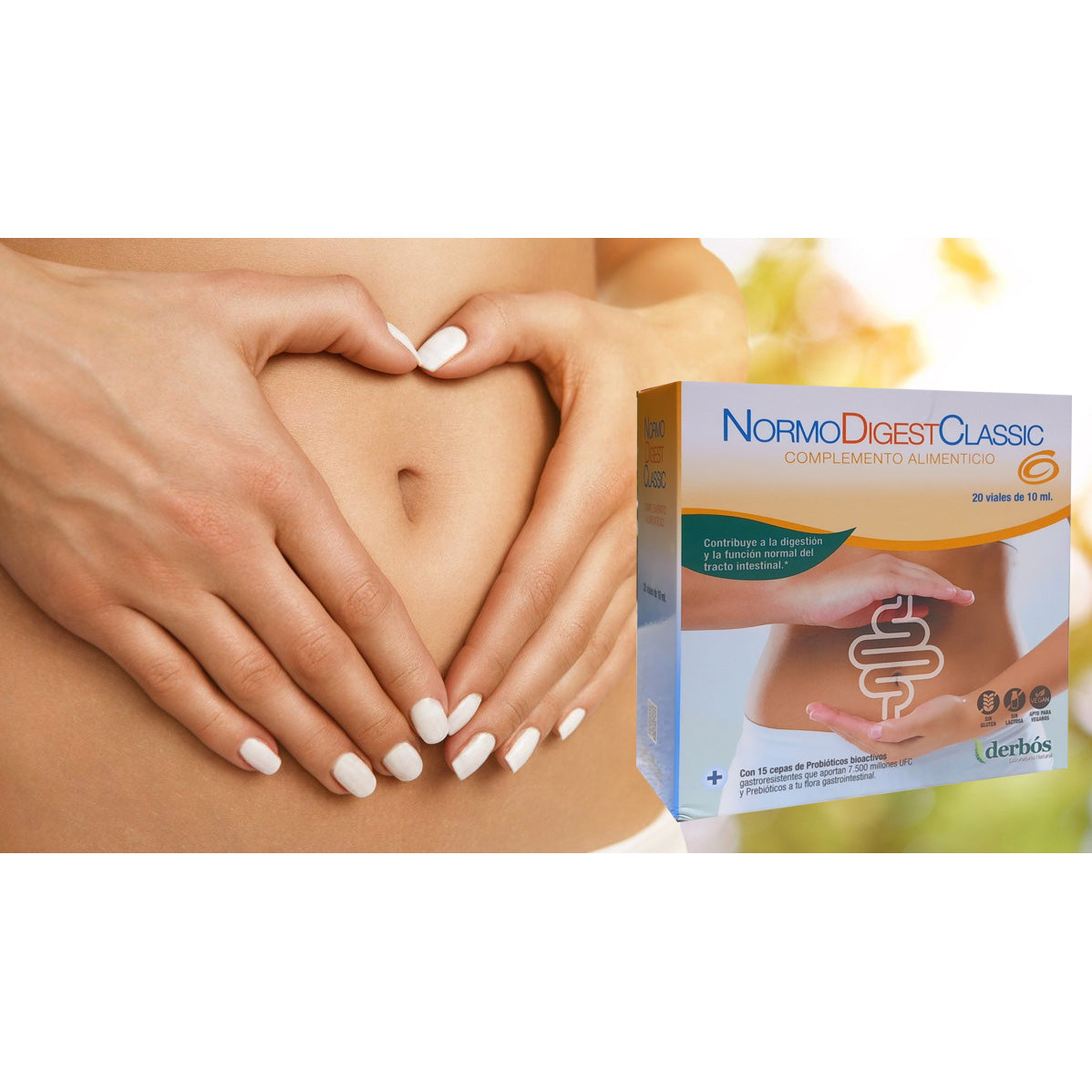 DERBÓS Normodigest Classic 20 viales con probióticos, FOS, vitamina C