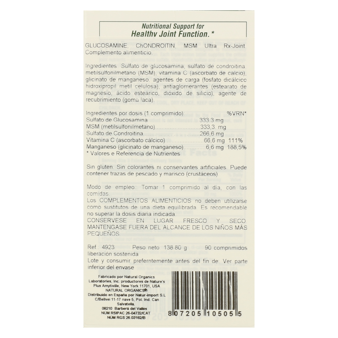 Nature's Plus Glucosamina/Condroitina/MSM ULTRA RX-JOINT 90 compimidos