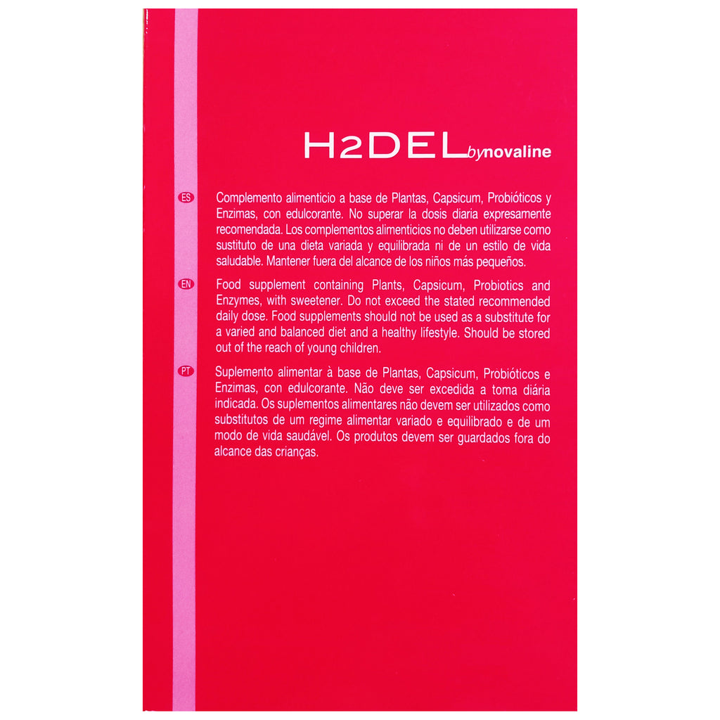 Novadiet H2DEL 10 Sobres con Mezcla extractos de Plantas (Cola de Caballo, Hibisco, etc), Capsicum y Probióticos