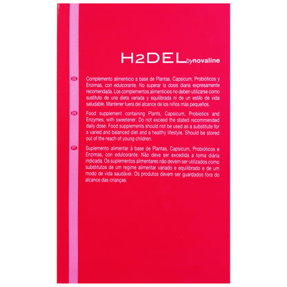 Novadiet H2DEL 10 Sobres con Mezcla extractos de Plantas (Cola de Caballo, Hibisco, etc), Capsicum y Probióticos, Ayuda al Control Peso, Obesidad, Adelgazar y Facilita la Depuración y Detox