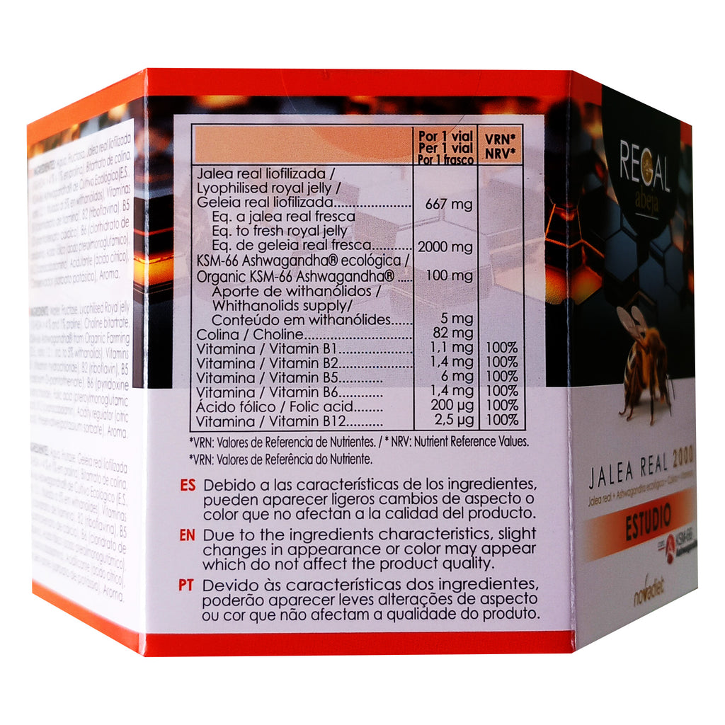 Novadiet Jalea Real 2000 Estudio 20 viales con  jalea real, Ashwagandha, Colina, vitaminas