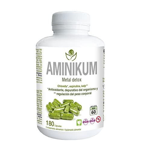 Bioserum AMINIKUM 180 cápsulas | Antioxidante, depurativo del organismo y regulación del peso corporal | Alga chlorella, espirulina y kelp | Desintoxicación