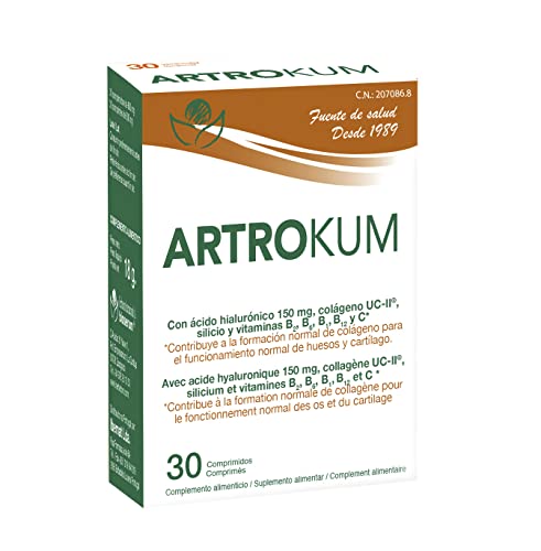 Bioserum ARTROKUM 30 comprimidos | Con ácido hialurónico, colágeno UC-II, silicio y vitaminas B y C | Contribuye a formación normal de colágeno | Huesos y articulaciones