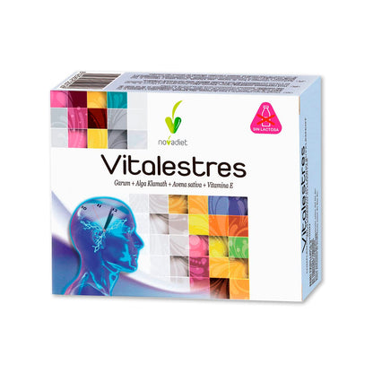 Novadiet VITALESTRES Cápsulas con Vitamina E, Avena Sativa, Alga Klamath y Garum, Ayuda en Épocas de Nerviosismo, Estados de Ansiedad y Estrés Leves - 60 Cápsulas